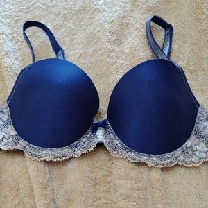 Elegant Navy Blue Lace Bra